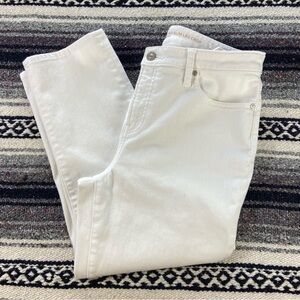 Chicos Sz 1 So Slimming Girlfriend Slim Leg Crop Jeans White Cropped Stretch